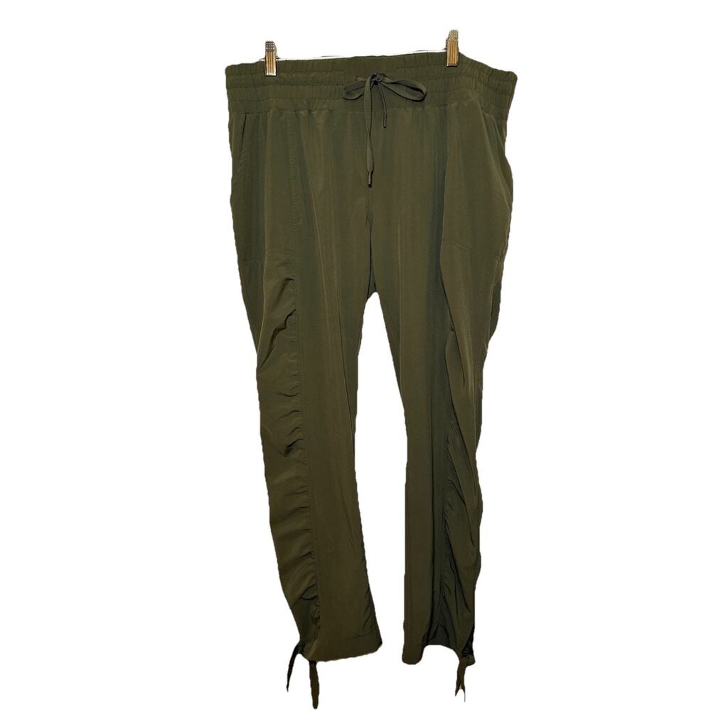 Prana Bindi Ankle Tie Pant Olive Drawstring Ruched Leg Athleisure/Outdoor Large